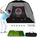 Golf Hitting Net for Backyard Driving 12X7Ft with Quiet Target | Portable Velvet Impact Equipment; Broad Catching Area; Suited to Chipping and Garage Swing Sessions Black