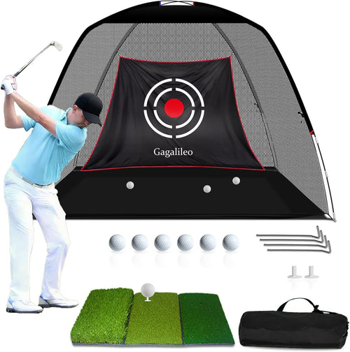 Golf Hitting Net for Backyard Driving 12X7Ft with Quiet Target | Portable Velvet Impact Equipment; Broad Catching Area; Suited to Chipping and Garage Swing Sessions Black