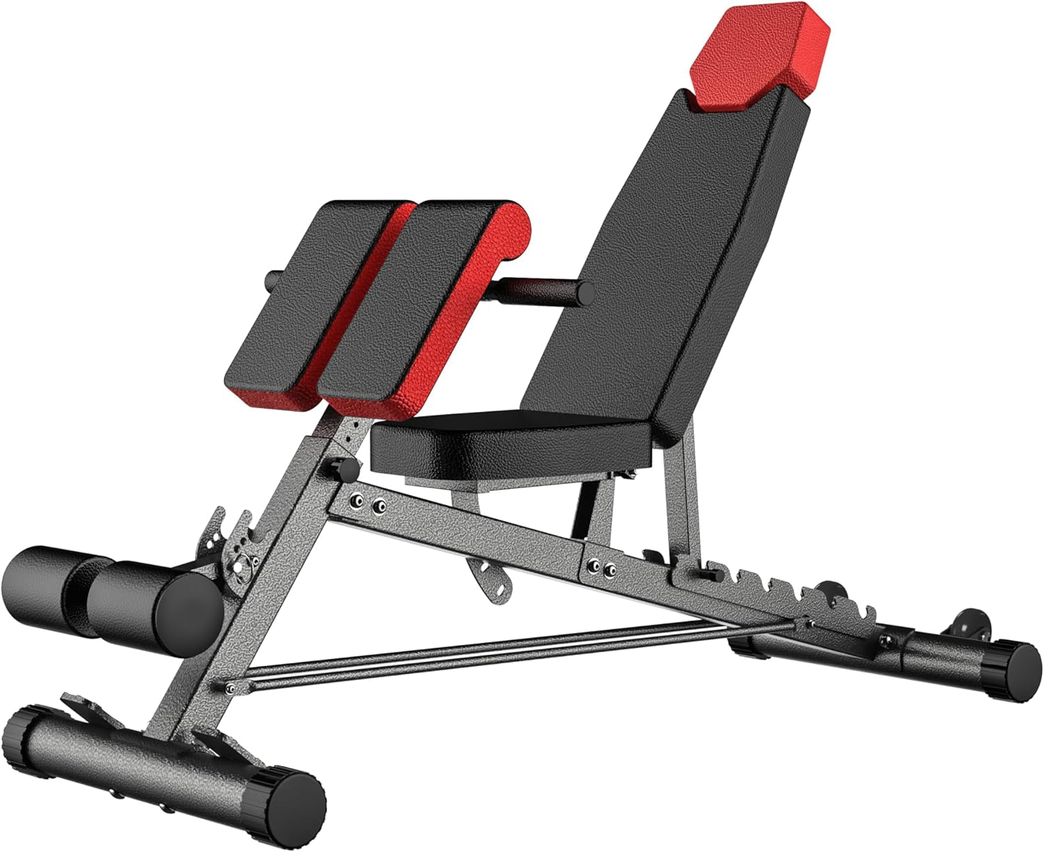Finer Form Multi-Functional Adjustable FID Weight Bench and Roman Chair | 1,000 Lb Capacity, 23 Settings, Flat Incline Decline for Total Body Workouts, Transport Wheels, Exercise Chart Included