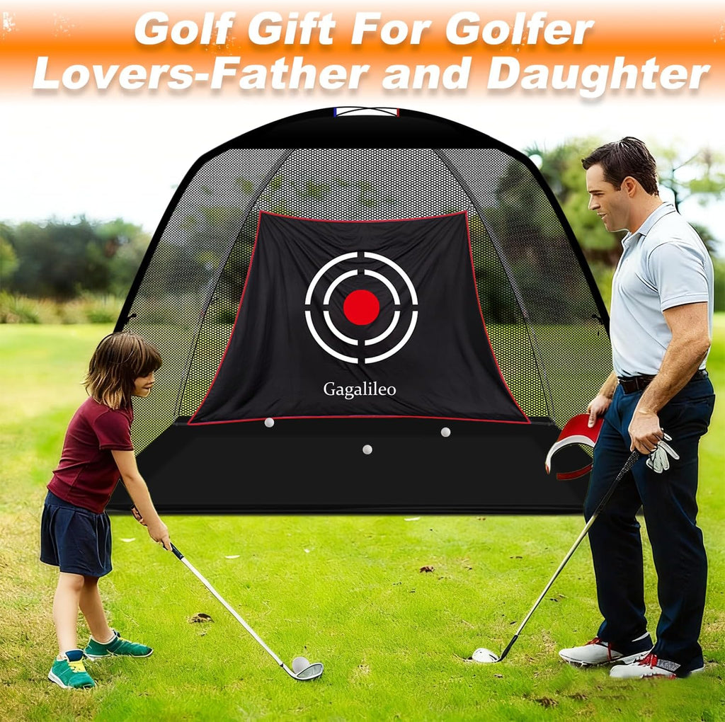 Golf Hitting Net for Backyard Driving 12X7Ft with Quiet Target | Portable Velvet Impact Equipment; Broad Catching Area; Suited to Chipping and Garage Swing Sessions Black