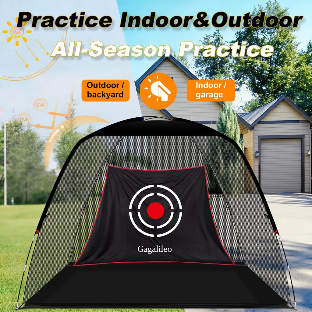 Golf Hitting Net for Backyard Driving 12X7Ft with Quiet Target | Portable Velvet Impact Equipment; Broad Catching Area; Suited to Chipping and Garage Swing Sessions Black